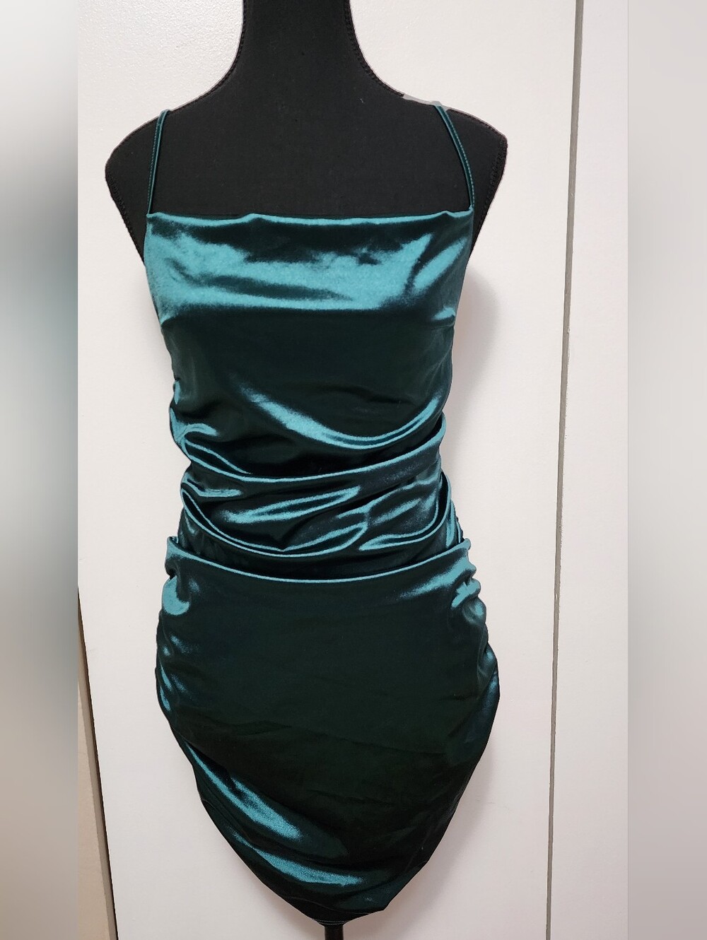 Backless Ruched Satin Dress